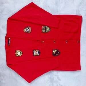 Vintage 90s Lambswool Royal Patches Cardigan Sweater